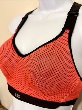 VSX Bright Orange Mesh Sports Bra with Black Trim
